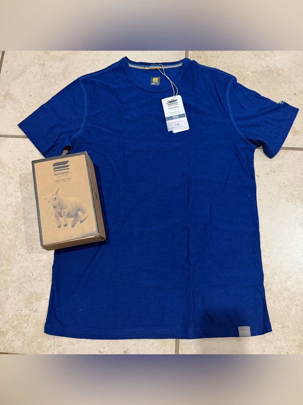 MERIWOOL Layers Men’s Merino Wool Short Sleeve TShirt Lightweight Navy Blue Sz S